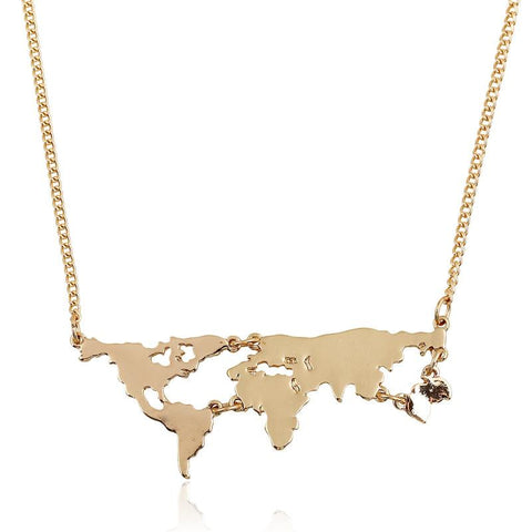 VINTAGE WORLD MAP NECKLACE